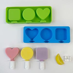 Silicone Ice Pop khuôn hình trái tim cấp thực phẩm BPA miễn phí bền DIY Popsicle Maker khuôn Ice Cream khuôn + nắp dính - Product Image 2