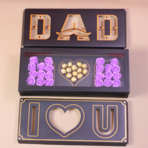 New MM DAD I love U 3in1Gift Paper Box Rectangular Folded PVC Transparent <b>Window</b> Rose Flower Box for Mother's Day Father's Day - Product Image 1