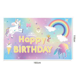 Bannière décorative pour fête d'<span class=keywords><strong>anniversaire</strong></span> de filles Licorne Bannière de fond de joyeux <span class=keywords><strong>anniversaire</strong></span> Bannière de fond de joyeux <span class=keywords><strong>anniversaire</strong></span> personnalisée - Product Image 1