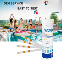 Kit de test 3-en-1 pour piscine et spa, 50 bandelettes de test de chlore pour piscine, bandelettes de test de dureté du chlore, kit de test d'eau de piscine