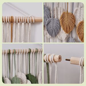 Exquisito tapiz de pared de hojas con sabor bohemio, colgante de pared hecho a medida para dormitorio en el hogar, acento decorativo tejido de hojas - Product Image 5