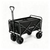 Chariot de camping portable en acier à haute teneur en carbone à quatre roues, idéal pour la vente en gros, incluant un moulin, un filtre, une bouilloire, une casserole, un thermomètre et un filtre à café.