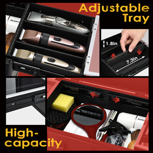 Professional Barber <b>Briefcase</b> with 2 Sliding Trays 6 Clipper Storage Slots Hard Shell Organizer for Salon & Mobile Hair Stylists - Product Image 4