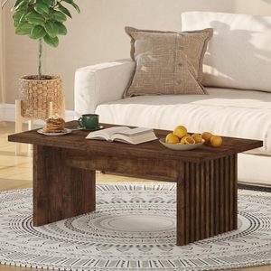 Mesa de Centro de Madera Rústica SENYU con Diseño de Listones, Muebles Modernos para Sala de Estar, Tapa de Madera Maciza Hecha a Mano - Product Image 5