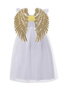 Costume d'ange pour enfants Robes de choeur pour filles avec bandeau <span class=keywords><strong>halo</strong></span> ange Habillage de Noël Cosplay - Product Image 2