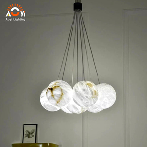 Lustre moderne de luxe en albâtre, <span class=keywords><strong>suspension</strong></span> multi-têtes en pierre naturelle <span class=keywords><strong>pour</strong></span> villa, salon, hall d'hôtel - Product Image 4