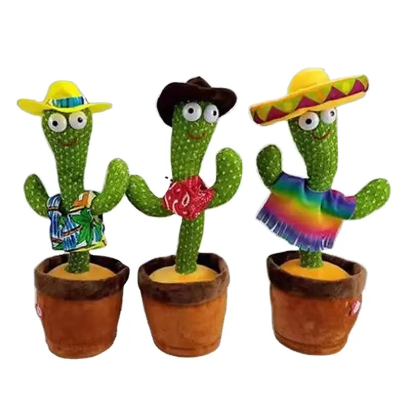 Top Fashion Custom Hot Sale Luminous Cute Stuffed Flowerpot Dancing Talking Electric Cactus Plush Toy