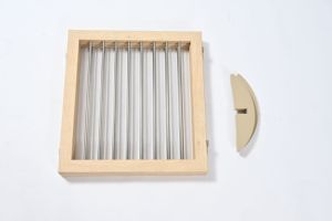 Clôture pour animaux de compagnie en MDF beige avec barres en acier inoxydable, barrière rectangulaire moderne pour <span class=keywords><strong>chat</strong></span> et chien, 160x57cm - Product Image 3