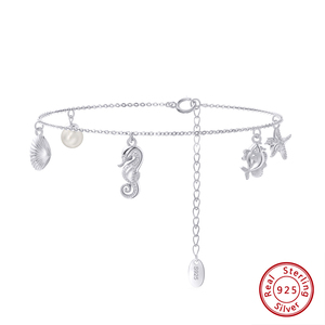 RINNTIN APB02 <span class=keywords><strong>Organisme</strong></span> sous-marin avec breloque perle et bracelet en argent sterling plaqué or 14K pour cadeau femme - Product Image 2