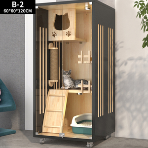 บ้านเฟอร์นิเจอร์สุนัขในร่มทันสมัยแบบสั่งทำ ตู้ใส่สัตว์เลี้ยงขนาดเล็ก บ้านสัตว์เลี้ยงทำมือ กรงสัตว์เลี้ยง - Product Image 3