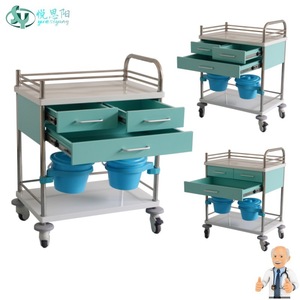Chariot de traitement en acier inoxydable Yue Siyang avec trois tiroirs, chariot médical d'hôpital pour l'exportation - Product Image 1