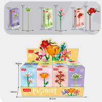 Bloques de Construcción en Forma de Flor, Rompecabezas 3D de Plástico ABS, Mini Bloques de Construcción de Rosas para Niños
