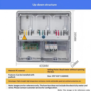 3-Way Single-Phase PC Electric Meter Box with <b>Padlock</b> Flame Retardant Outdoor 3-Way Single-Phase PC Electric Meter Box - Product Image 2