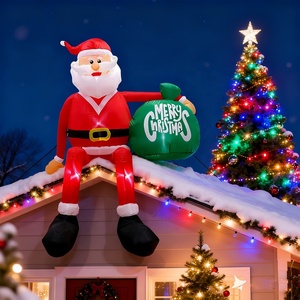 Père Noël grimpeur gonflable de 8 pieds avec lumières LED pour décorations de Noël extérieures et intérieures, fournitures de Noël - Product Image 1