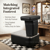 Fauteuil de Barbier Moderne avec Bac en Céramique Noir, Pivotant à 360 Degrés/Inclinable, Pompe Hydraulique, Mobilier de Salon