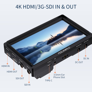 FEELWORLD FW568S Dslr Field Monitor 3G-SDI 4K HDMI 1920X1080 IPS 6 pouces hdmi Camera Field Monitor F970 Power Adapter & Mount - Product Image 3