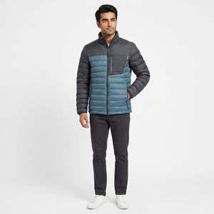 Blouson d'hiver matelassé en toile personnalisé avec logo imprimé pour homme 2026 – Col montant de haute qualité, poches bulles, respirant, vente en gros - Product Image 1