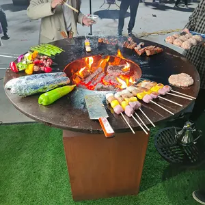 China fabricante venda quente ao ar livre churrasqueira carvão churrasco madeira queimando churrasqueiras redondas