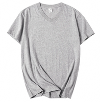 T-shirt Homme Col V Manches Courtes 210g Coton Blanc Été Nouveau Coupe Slim Décontracté Écologique Respirant Sans Coutures Uni Vierge