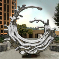 Sculpture en métal d'art abstrait moderne sur mesure Sculpture en pomme de sphère d'acier inoxydable pour le jardin extérieur