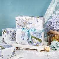 Papier d'emballage écologique en PE, rouleau bleu Hortensia, pour artisanat, fêtes, cadeaux d'anniversaire, fête des Mères, mariage, Saint-Valentin, naissance