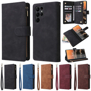 Étui portefeuille multifonctionnel à fermeture éclair en cuir PU magnétique pour téléphones mobiles S20, S21, S22, S23, S24 Plus et Ultra (modèle 2026) - Product Image 1