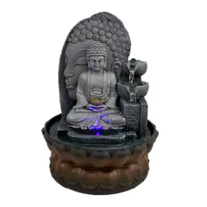 led light Electric Portable Buddha Tabletop resin Fountain standing Water Fountain indoor office relaxation decoration