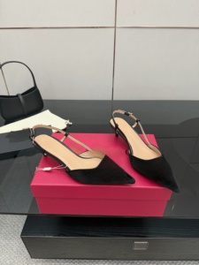 Satin Pointed Back Empty Sandals Women Slim Fit Stiletto Heel Buckle Commuting Style Waterproof Breathable - Product Image 2