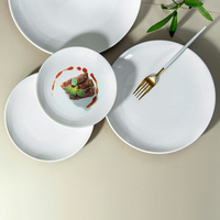 Vaisselle de restaurant YAYU, style occidental, porcelaine blanche émaillée, vaisselle plate allemande avec motif circulaire, assiette à dîner en céramique