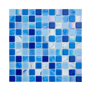 Оптовая продажа, дешевая стеклянная мозаика, популярная блестящая цветная стеклянная мозаичная плитка для декора бассейна или ванной комнаты