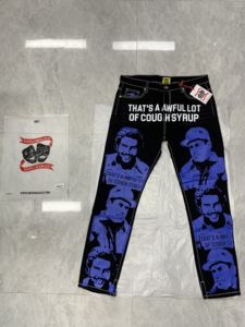 ALOCS Hustensaft-Hemd Jeans-Sweathose Herren-Jeans Hip-Hop-Jeans Bedruckte Denim-Hose - Product Image 3