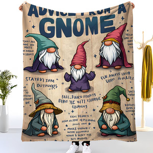 Wholesale Cartoon Gnome Throw <b>Blanket</b> Pattern Soft Flannel Polyester Cotton Home Use Classic Style Four Season - Product Image 1