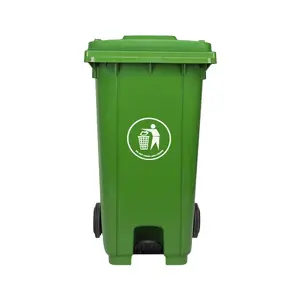 Plastic HDPE street recycle bin with pedal and wheels