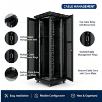 Armoire de serveur 42U, armoire réseau, coffret de centre de données, largeur 600 mm, profondeur 600 mm, porte en maille ventilée, acier SPCC standard, 19 pouces