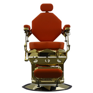 Chaise de salon en cuir synthétique <span class=keywords><strong>orange</strong></span> au design créatif avec or pour salons de coiffure et spas - Product Image 2