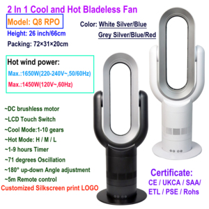 Angelo prix le plus abordable et populaire ultra bas décibel chaleur et refroidissement 2 en 1 Q8 Pro ABS pur cuivre 100% ventilateur sans lame - Product Image 6