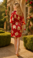 Robe Kimono Courte en Satin Personnalisée pour Femme, Imprimé Floral, Peignoir de Luxe pour Hôtel et Spa, Vêtement de Nuit et d'Intérieur, OEM