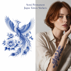 Autocollants de <span class=keywords><strong>tatouage</strong></span> temporaire Jagua, style <span class=keywords><strong>Phénix</strong></span>, encre bleue et blanche, effet porcelaine, imperméables, semi-permanents, art corporel, <span class=keywords><strong>tatouage</strong></span> OEM - Product Image 1