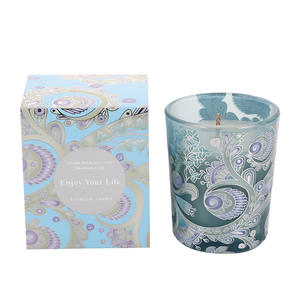 Bougie parfumée en verre gaufré de style chinois avec motif exquis coloré, idéale pour les hôtels, les mariages, les fêtes, bougie créative parfumée - Product Image 5
