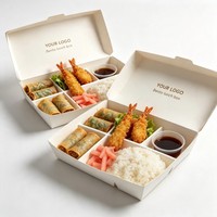 Boîte à bento jetable de haute qualité pour sushis, forme rectangulaire, boîte à sushis en papier plié, emballage pour sushis à l'encre de soja