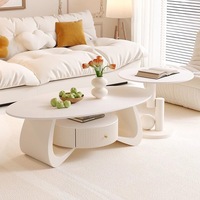 Table basse moderne en pierre frittée avec cadre en fer et rangement, table centrale portable pour salon, hôtel, appartement