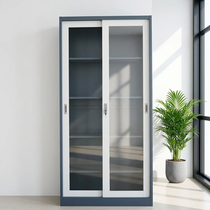 Archivador de Vidrio con 2 Puertas, Armario Metálico de Acero, Alacena de Almacenamiento de Hierro - Product Image 5