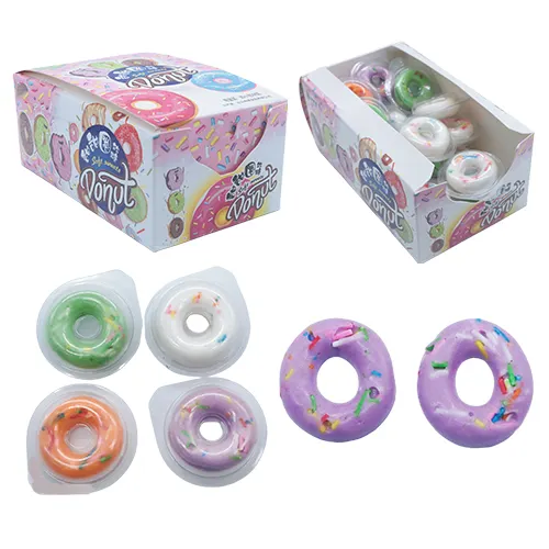 sweets and candies wholesale donuts gummy candy multiple colors fruity flavor plastic candy jar with soft candy