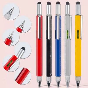 Stylo multifonctionnel 6 en 1 en métal avec règle, niveau, forme hexagonale, tournevis, écran tactile, outil multifonctionnel de poche - Product Image 1