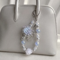 Lujoso Colgante de Cisne Iridiscente con Cuentas, Cadena para Teléfono de Plata con Perlas de Cristal, Llavero, Joyería Hecha a Mano, Regalo al por Mayor