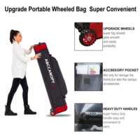 Tenda Pop-up Bergaris 10*20 Kaki, Tugas Berat, 3 Tingkat Ketinggian, Tahan UV & Air, Dilengkapi Dinding Pintu & Tas Penyimpanan Beroda