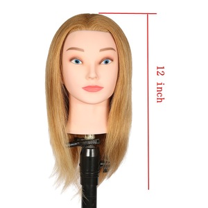 Tête <span class=keywords><strong>d</strong></span>'entraînement en cheveux naturels, modèle perruque 35 cm, durable, pour coupe de cheveux masculin, teinture et lissage spéciaux - Product Image 2