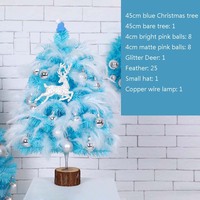 2022 Grenzüberschreitender Verkaufsschlager Weihnachts-Tischdekoration Rosa/Blaues Weihnachtsbaum-Feder-Set Kleine Ornamente Weihnachtsbaum