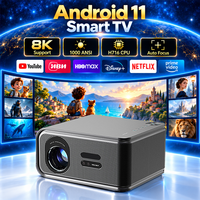 Projecteur 4K 300 pouces Android 1080p natif WiFi 30000 lumens avec haut-parleurs, projecteur intelligent pour le home cinéma et les entreprises