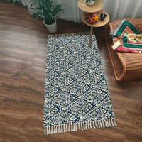 Tapis de sol pour la maison, style ethnique, à poils ras, tissé, à motifs géométriques imprimés en 3D, avec dos antidérapant en PVC, lavable en machine, adapté aux animaux domestiques